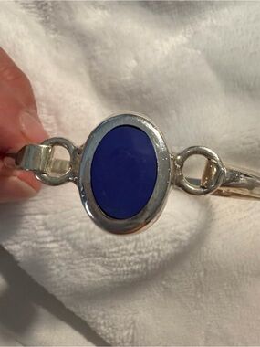 Sterling Silver Bracelet with Oval lapis Stone